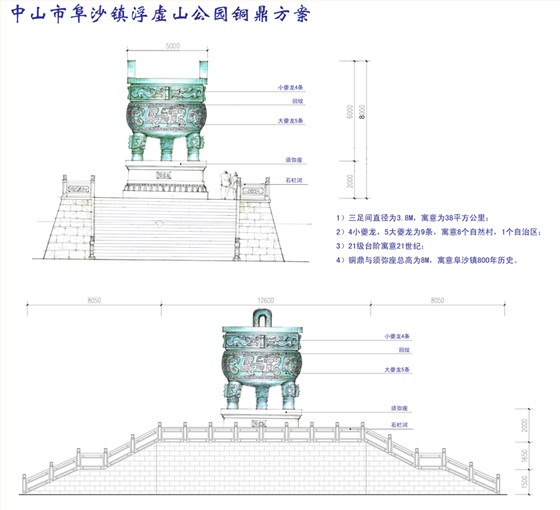 广东省中山市阜沙政府《九龙宝鼎》铜鼎工程