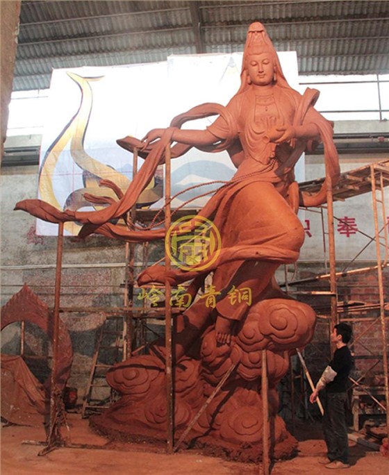 广东梅州客天下文化产业园《飞天观音》青铜佛像雕塑工程
