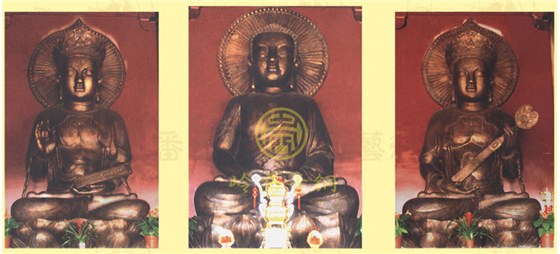 广州花都华严寺高5米《华严三圣》铜佛像雕塑工程