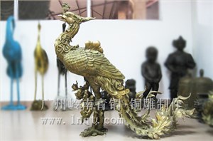 现货：铜凤凰雕塑 吉祥摆件（长1.2m 宽0.6m 高1.13m）